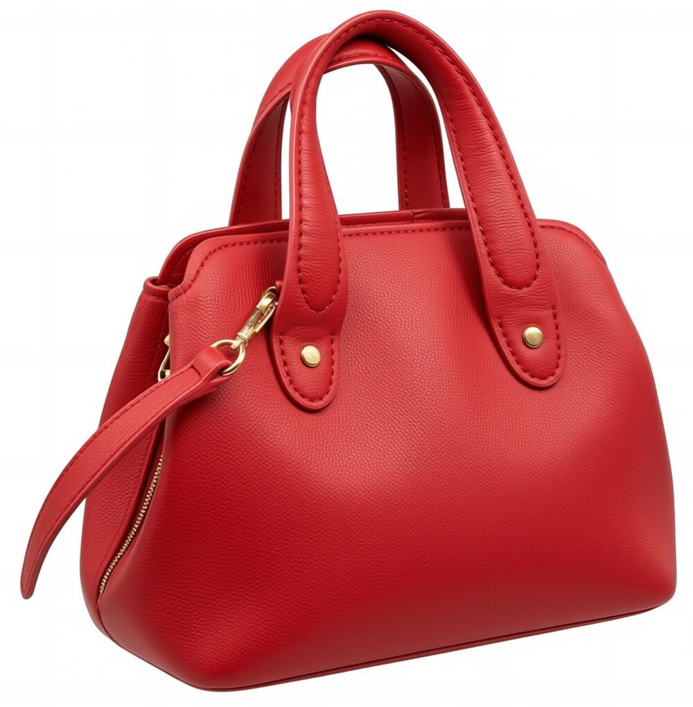 Zara Red Faux Leather Satchel Crossbody Handbag Top Handle Purse